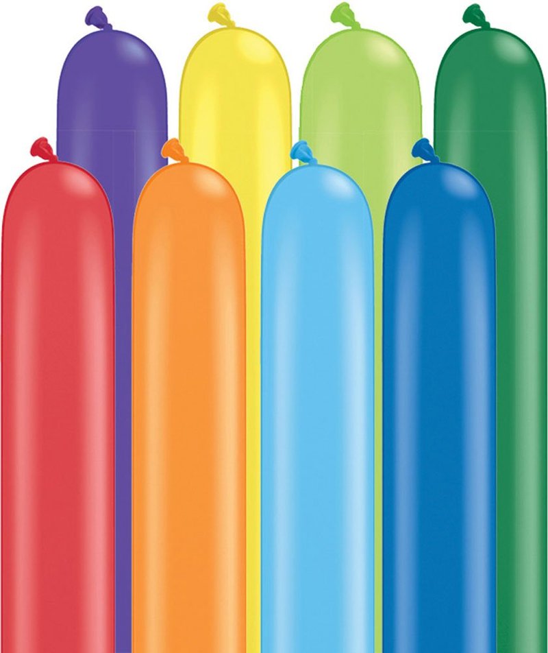 Qualatex 99321 Carnival Assortment Latex Balloons, 260Q, Multicolor, Pack of 100