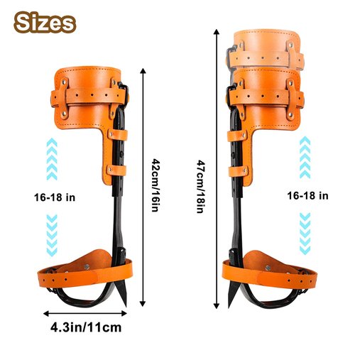Tree Climbing Spikes,Upgrade Leather Tree Climbing Gear Set,Adjustable Tree Climbing Gear with Cattle Hide Leggings Straps,Tree Climbing Kit for Climbing Trees, Picking Fruit,Tree Trimming,Hunting