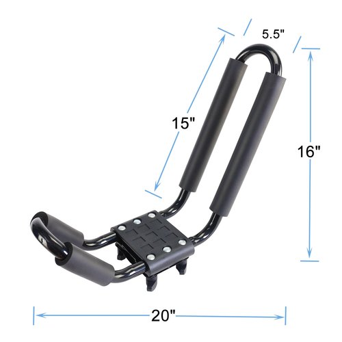 2 Pairs Heavy Duty Kayak Roof Rack J-Bar Carrier Holder - Includes 4 Pcs Ratchet for Canoe, SUV, Cars, Truck, Surf Ski, Tie-Mount on Car Roof Top Crossbar for Trip, Set of 4