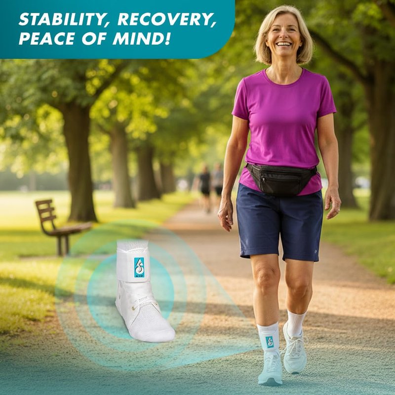 Med Spec ASO Speed Lacer (Medium, White) – Ankle Brace for Sprained Ankle and Peroneal Tendonitis, Orthopedic Ankle Support for Men, Women, Adults, Teens and Kids, Sports Injury Recovery, 223604