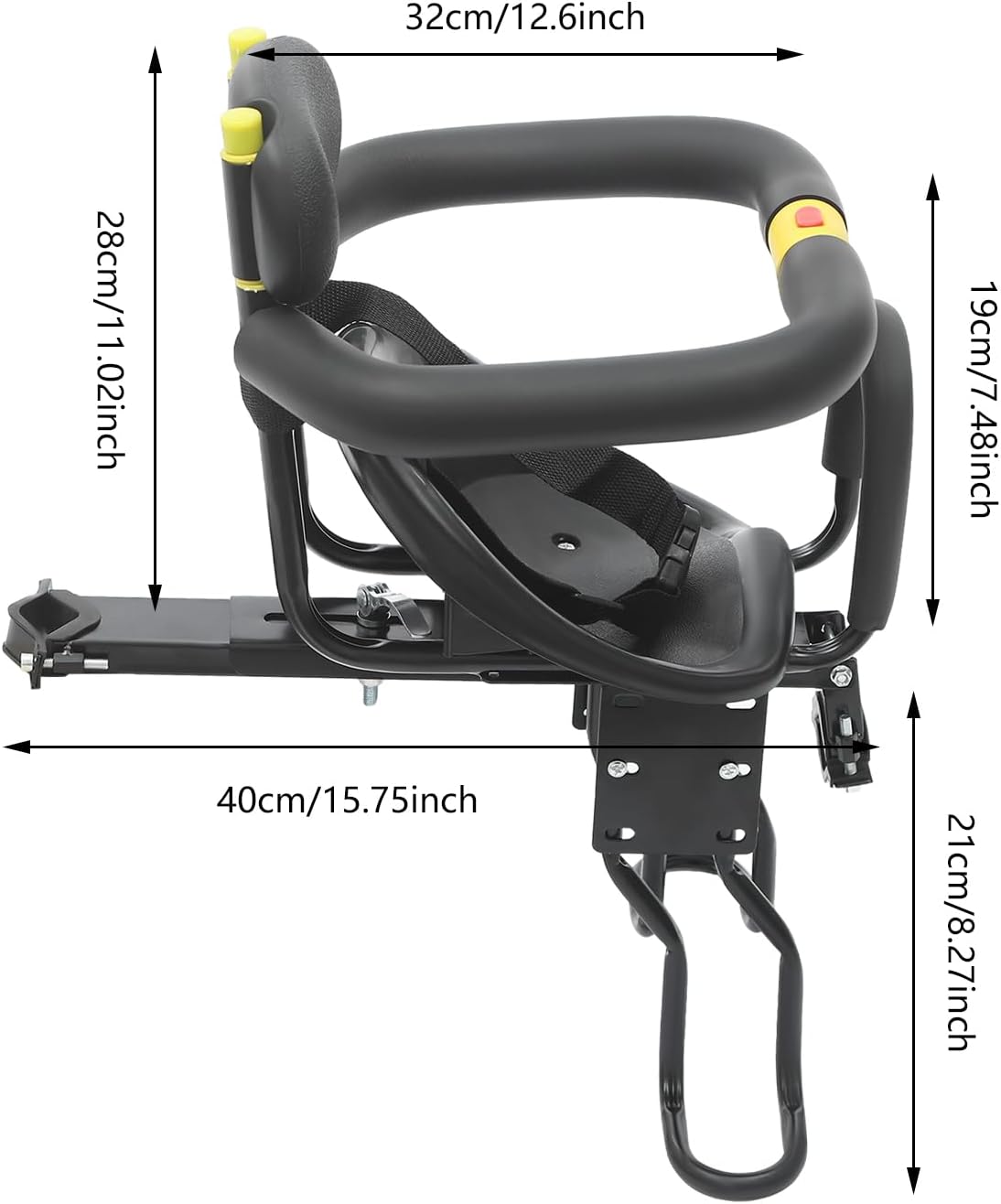 Kids Bike Seat Portable Bicycle Child Seat Front Mounted Bike Seat for Most of Adult Bikes, Adjustable Bicycle Child Safety Seat for 1-6 Years