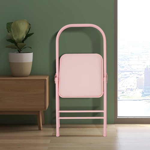 Foldable Yoga Auxiliary Chair, Yoga Chair with Lumbar Back Support for Balance, Posture & Flexibility Training for Home Fitness & Stress Relief (Pink)