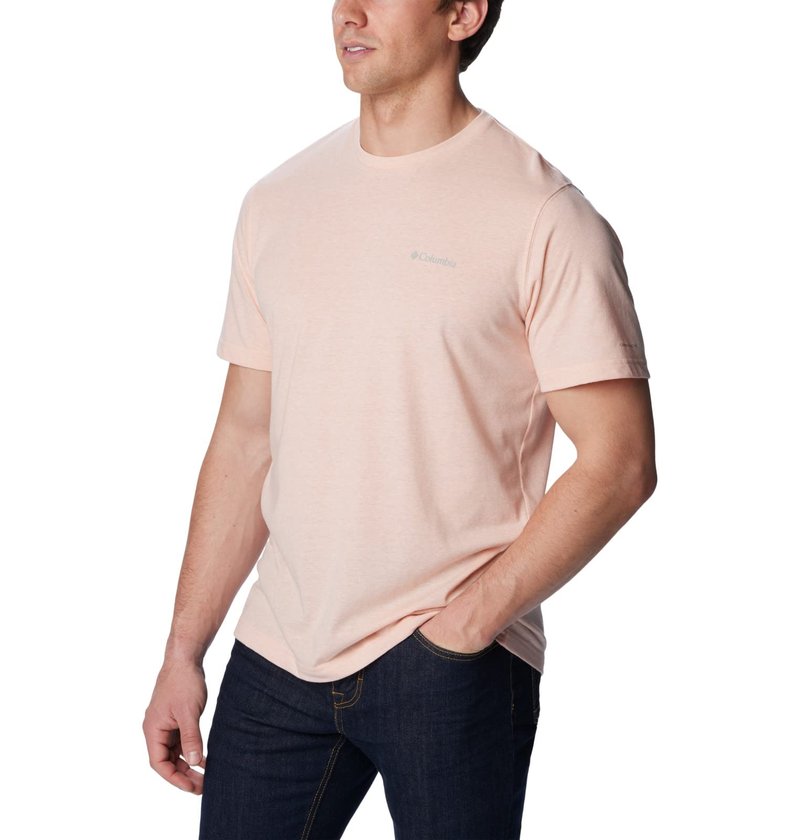 Columbia Men's Thistletown Hills Short Sleeve, Peach Blossom Heather, X-Large