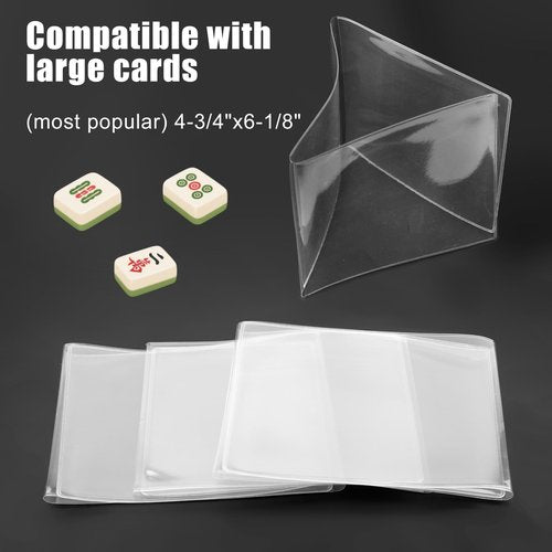 BOXOB Mahjong Card Protector Cover Holder, Transparent Large Plastic Mahjong Card Cover Durable Clear PVC Organizer for Mah Jongg Scorecard Sleeve Case Part Accessories & Gift