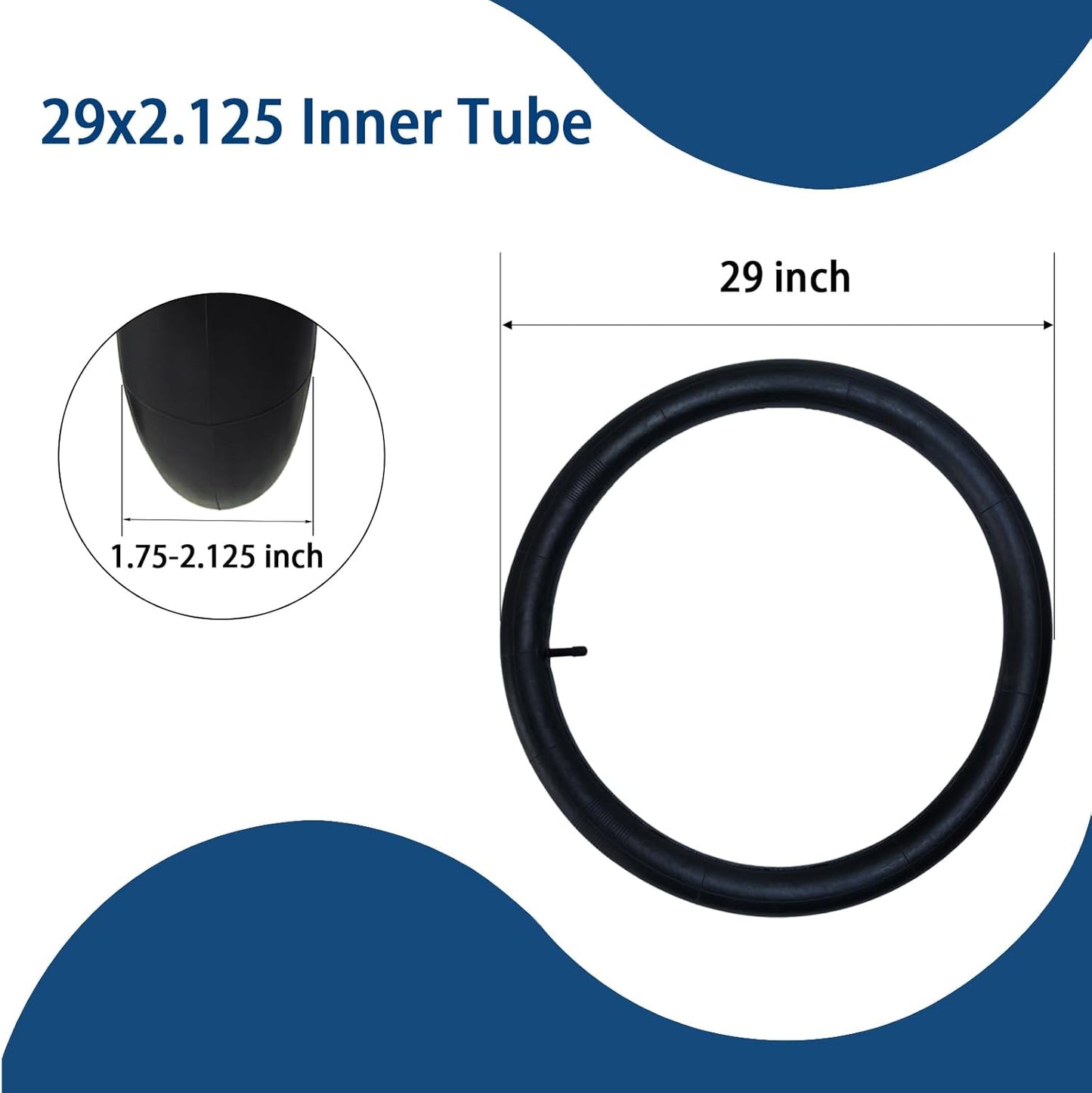2-Pack 29x2.125 29x1.95 29x1.75 Bike Tube 29x1.75/1.95/2.125 Inner Tube 29 inch Tube