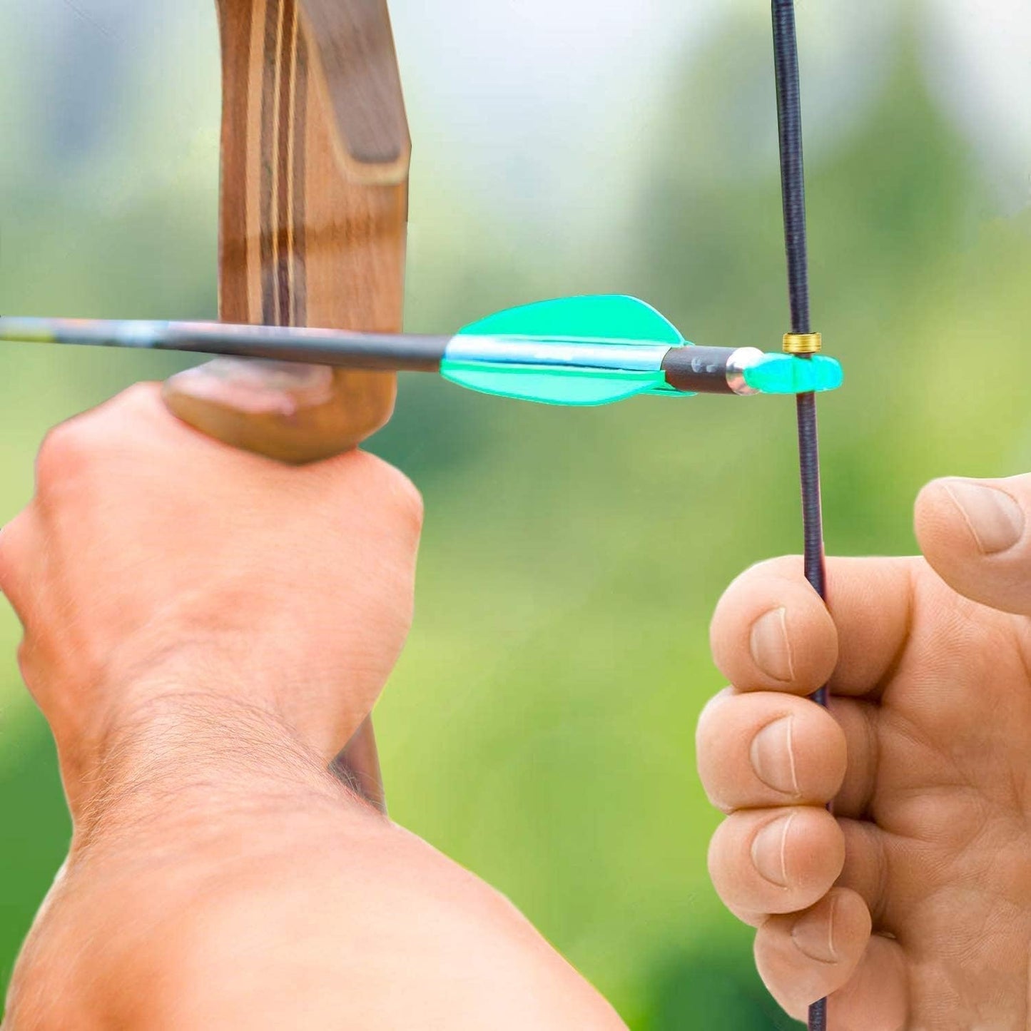 KESHES Archery Bow String Nocking Points Set – T Square Ruler, Nock Pliers with 6 Brass Nocks for Recurve Bow – Ideal for Bow and Arrow Tuning & Archery Target Accessories