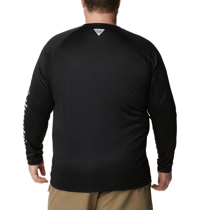 Columbia Men's PFG Terminal Tackle Long Sleeve Fishing Shirt, Black/Cool Grey Logo, Large Tall