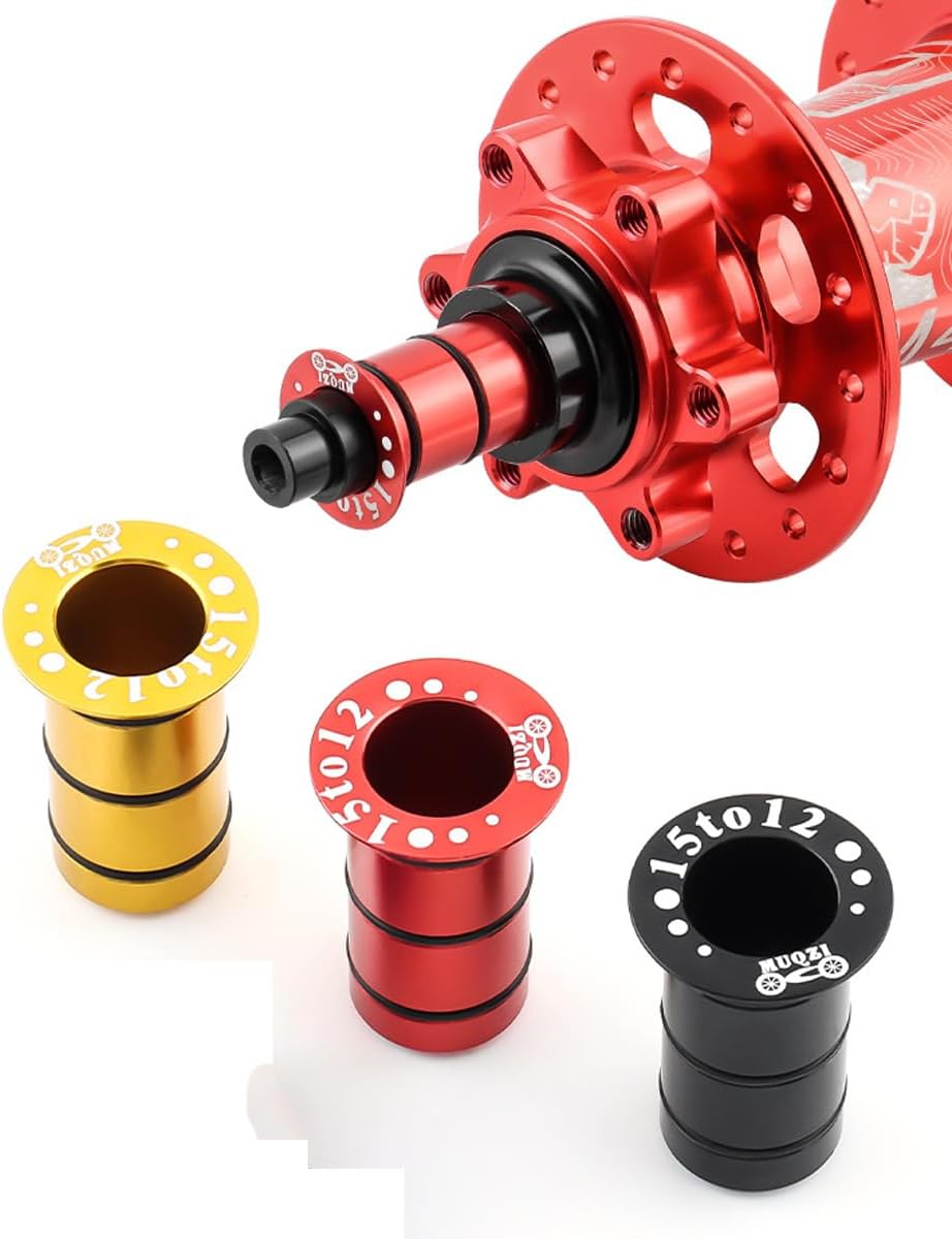 15mm to 12mm Bicycle hub axle Adapter, Bicycle Thru axle Adapter Conversion Adapter Aluminum reducing Sleeve with Sealing Rings for Mountain Bike/Road Bike