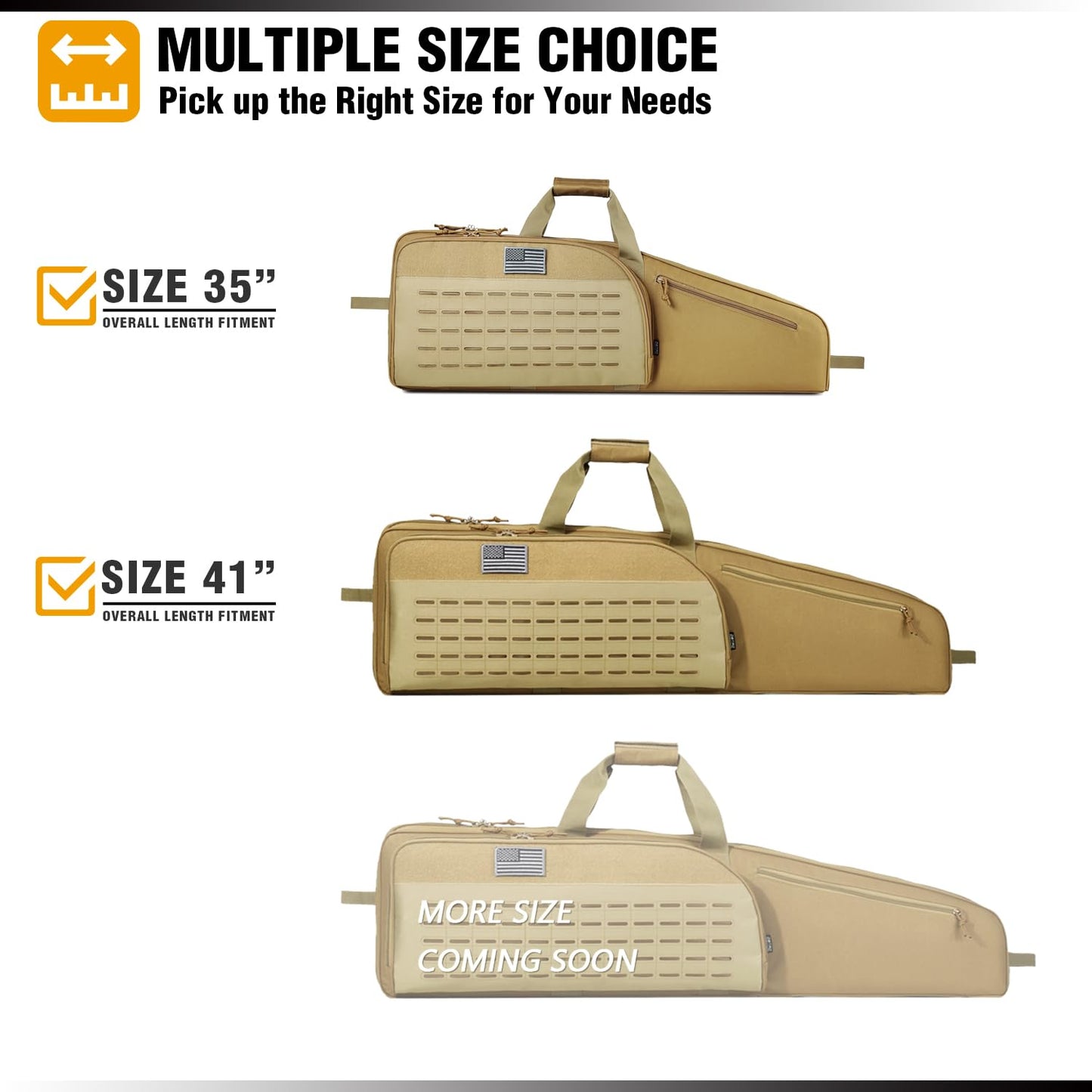 DBTAC Urban Classic Tactical Single Scoped Long Gun Bag Soft Rifle Case for Shooting Range Outdoor Hunting | US Flag Patch + Universal Gun Holder Included (Brown, 35" Single Rifle Case)