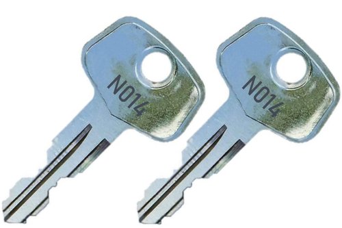 2 Thule N014 Replacement Keys - Roof Racks, Rails, Cargo Box, Carriers, Crossbars, Haulers, Bags (Codes N001-N250 or N001R-N250R) Better Than OEM!
