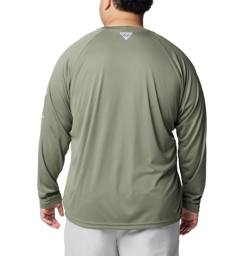Columbia Men's PFG Terminal Tackle Long Sleeve Fishing Shirt, Cypress/Cool Grey Logo, 3X Tall
