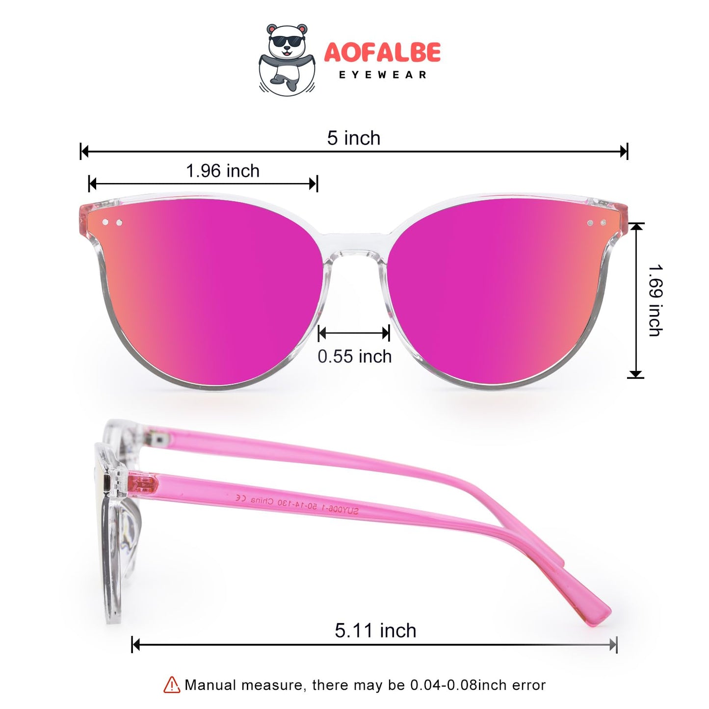Aofalbe Kids Sunglasses, Sunglasses for Kids Children, Mirrored Sunglasses for Girls Boys Toddler UV400 Pink