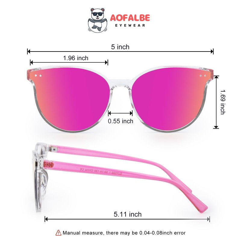Aofalbe Kids Sunglasses, Sunglasses for Kids Children, Mirrored Sunglasses for Girls Boys Toddler UV400 Pink