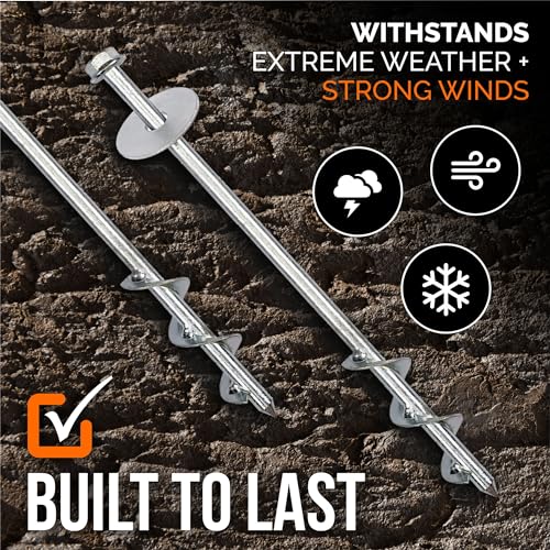 6 x 12-Inch Heavy Duty Trampoline Anchors Set for High Wind Stability