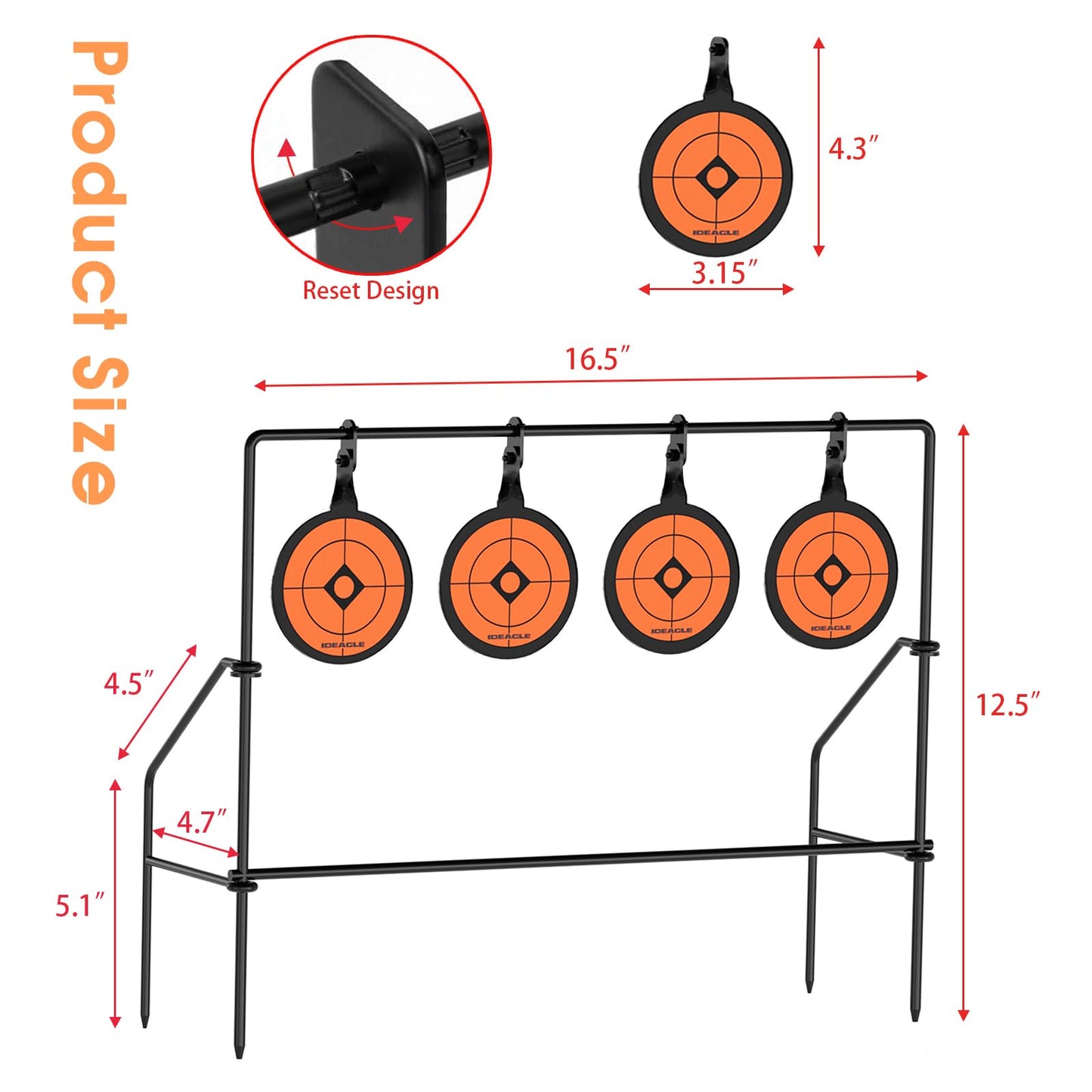 Ideagle BB Gun Targets for Backyard, Heavy Metal Auto Spinning Targets for Shooting, Airsoft Target Pellet Gun Targets for .177 .20 Caliber