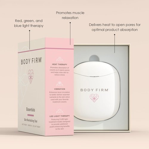 BODY FIRM Crepe Erase Skin Revitalizing Tool, Red Light Therapy Device, Lift & Smooth Body & Neck, Portable Handheld Heat & Vibration Beauty Tool for Skin Care Absorption & Body Repair