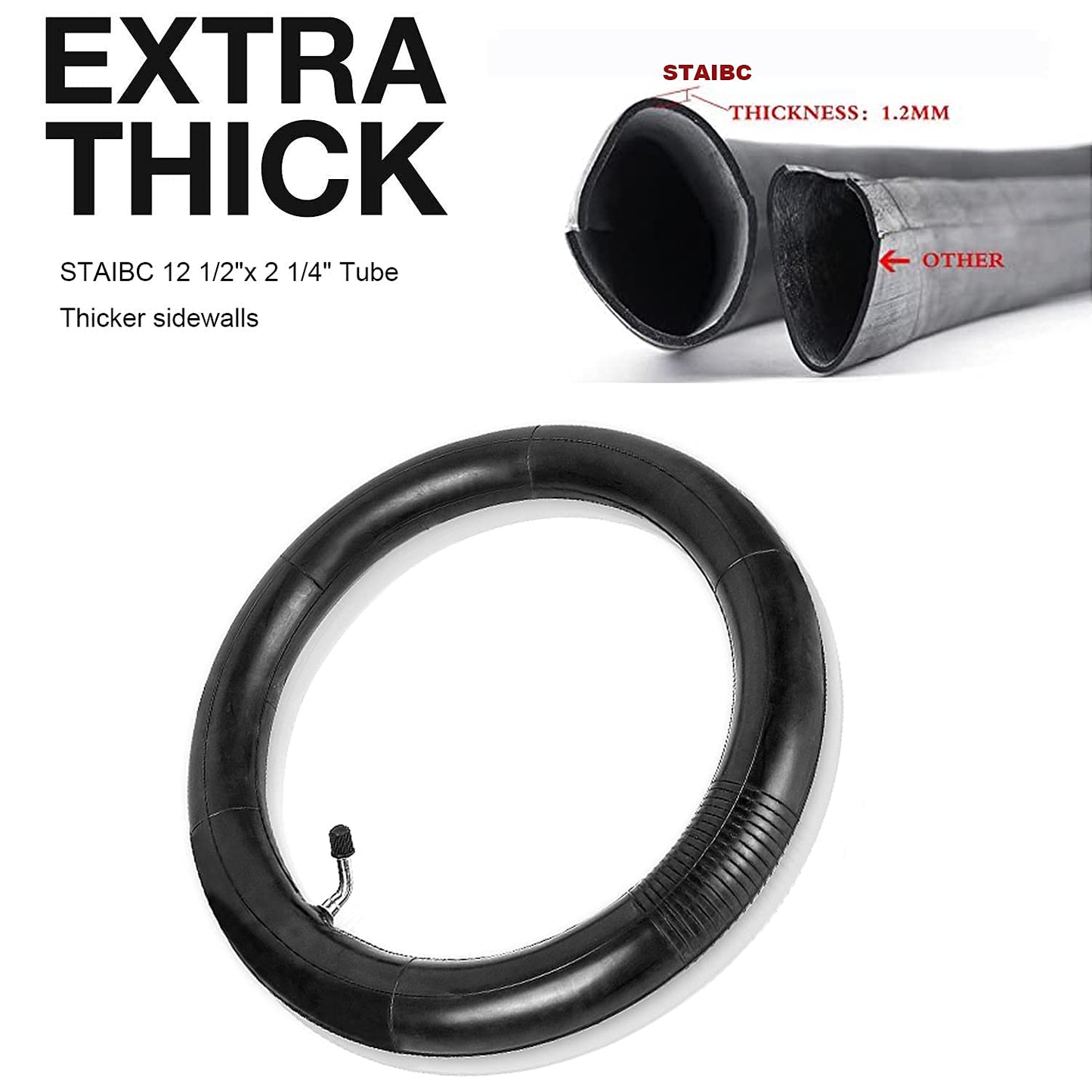 1-Pack 12.5" Scooter Inner Tube 12 1/2 x 2 1/4 Angled Valve Stem 12.5" x 2.25" Tube Compatible with 12.5X1.75 12.5 X 1.95 12.5 X 2.125 12.5 x 2.25 Most Bike and Scooter Tire Tube