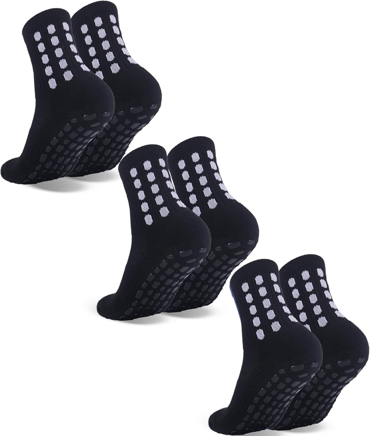 3 Pairs Kids Grip Soccer Socks Cushioned Non Slip Football Athletic Sports Socks for Boys Girls
