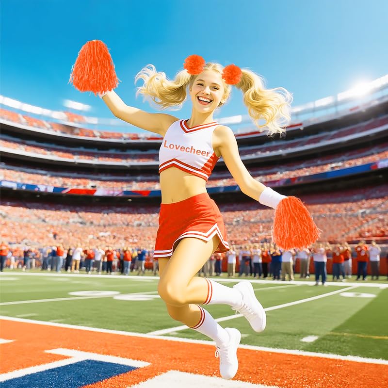 24PCS Cheerleading Pom Poms with Handles - Royal Blue & Orange for Sports & Dance