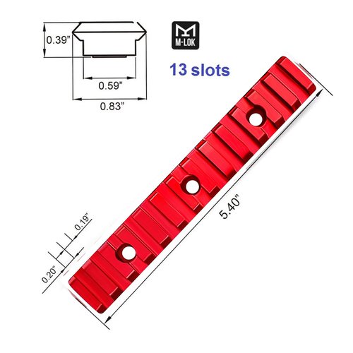 GOTICAL 13 Slots Red Rail Section Compatible for M Lock Set of 2 Pieces