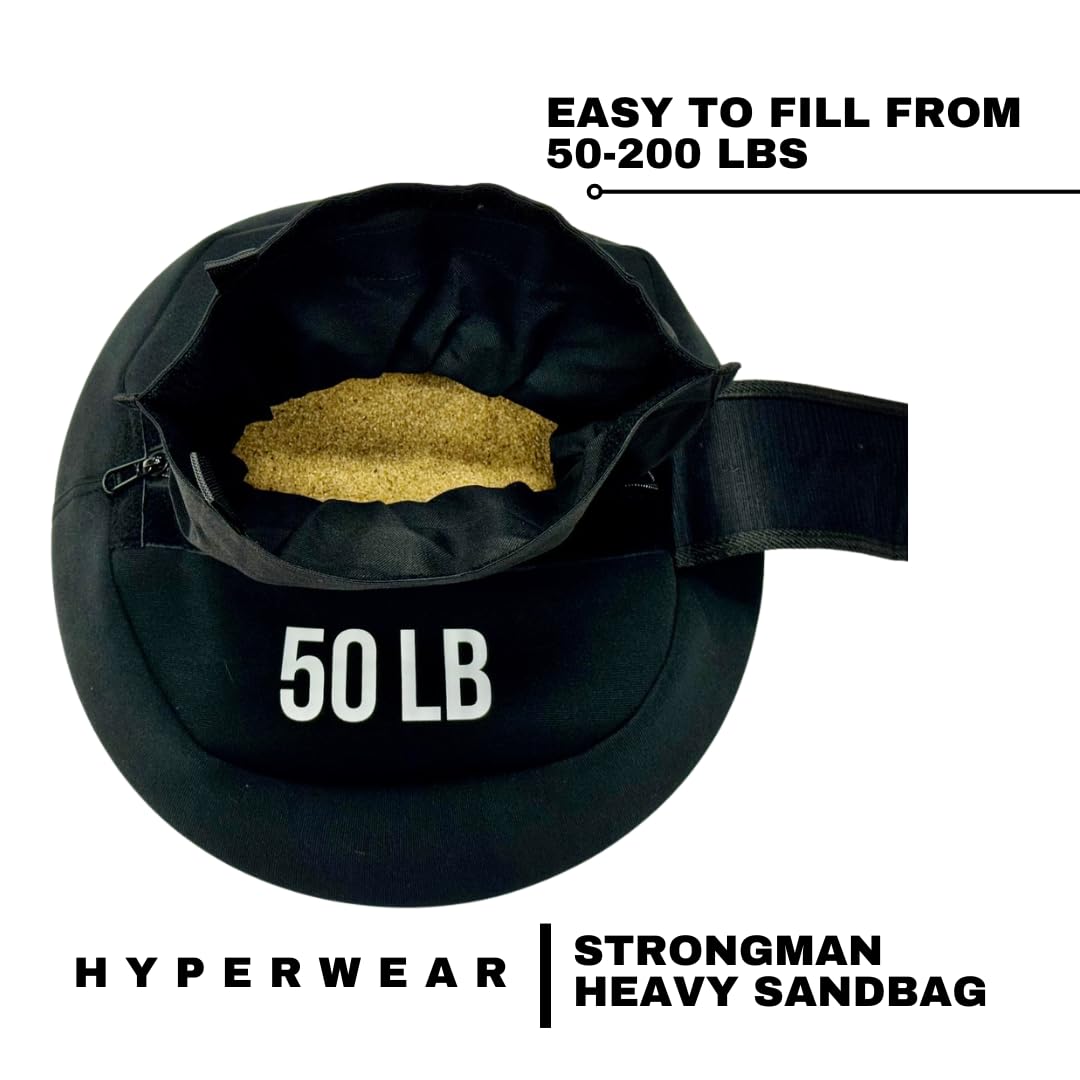 HYPERWEAR Boulder Strongman Sandbag (50 lbs) Heavy-Duty Neoprene Workout Bag for Strength & Full-Body Training