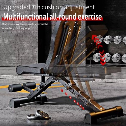 Adjustable Weight Bench for Home Gym β Foldable Strength Training Bench Press with Resistance Bands, 600lb Capacity, 7-Level Incline/Decline β Full Body Workout Equipment for Men & Women