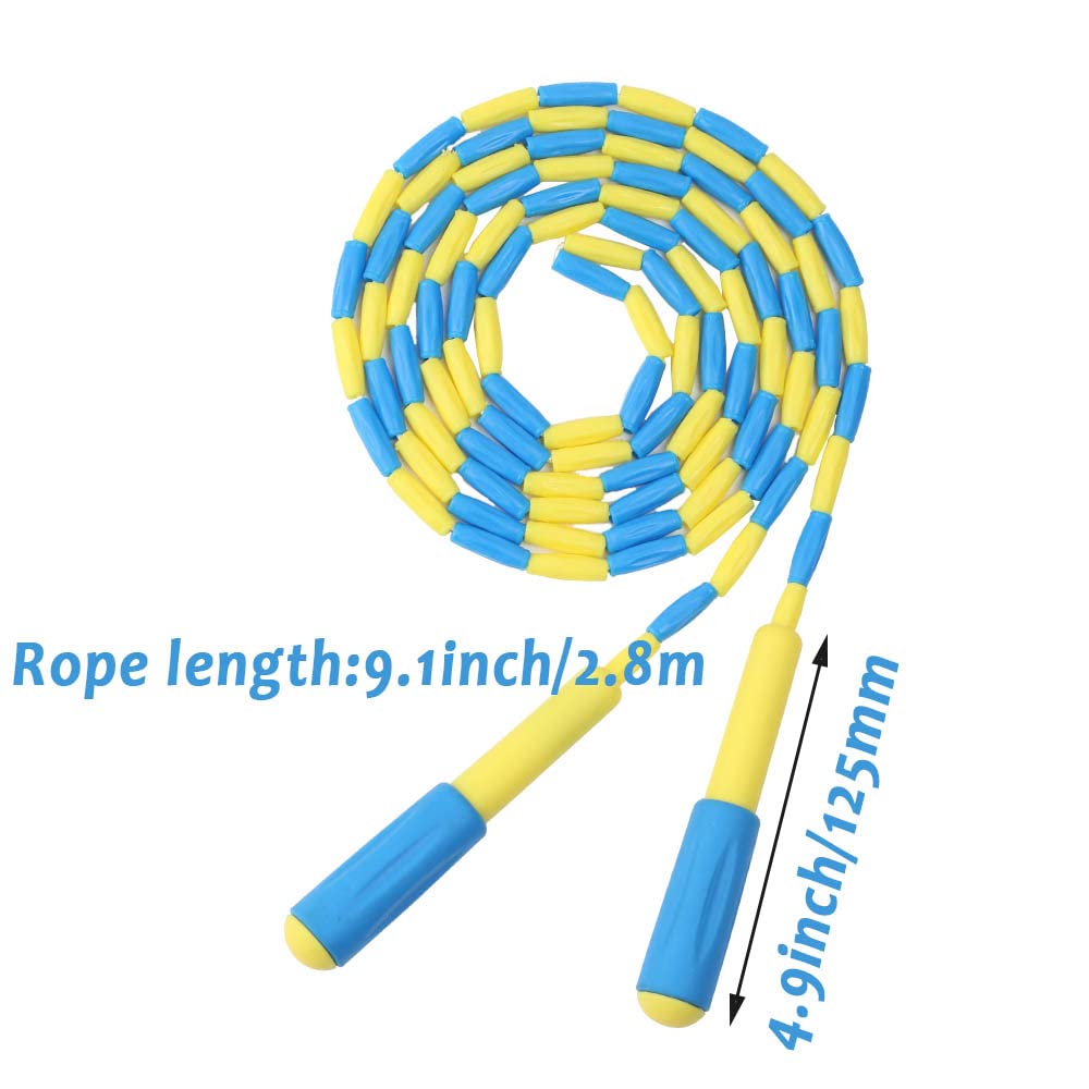 Beaded Jump Rope, ACEONE Segmented Skipping Rope for Kids Adults, Adjustable Tangle-Free Toddler Jumping Rope for Fitness Exercise Training (sky blue)