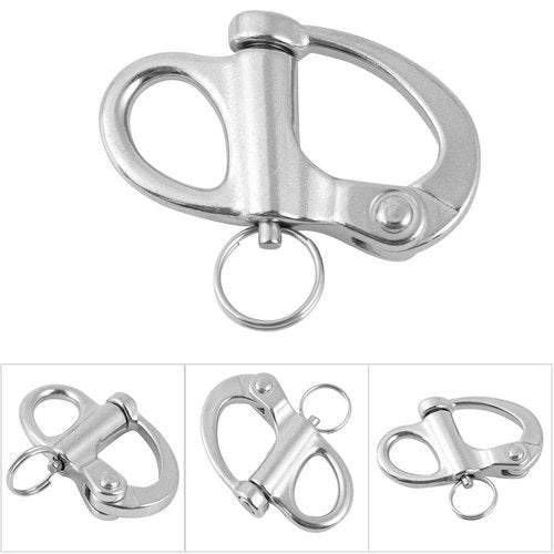 10x35mm Stainless Steel Fixed Snap Shackle, Quick Release with Round for Marine, Boat