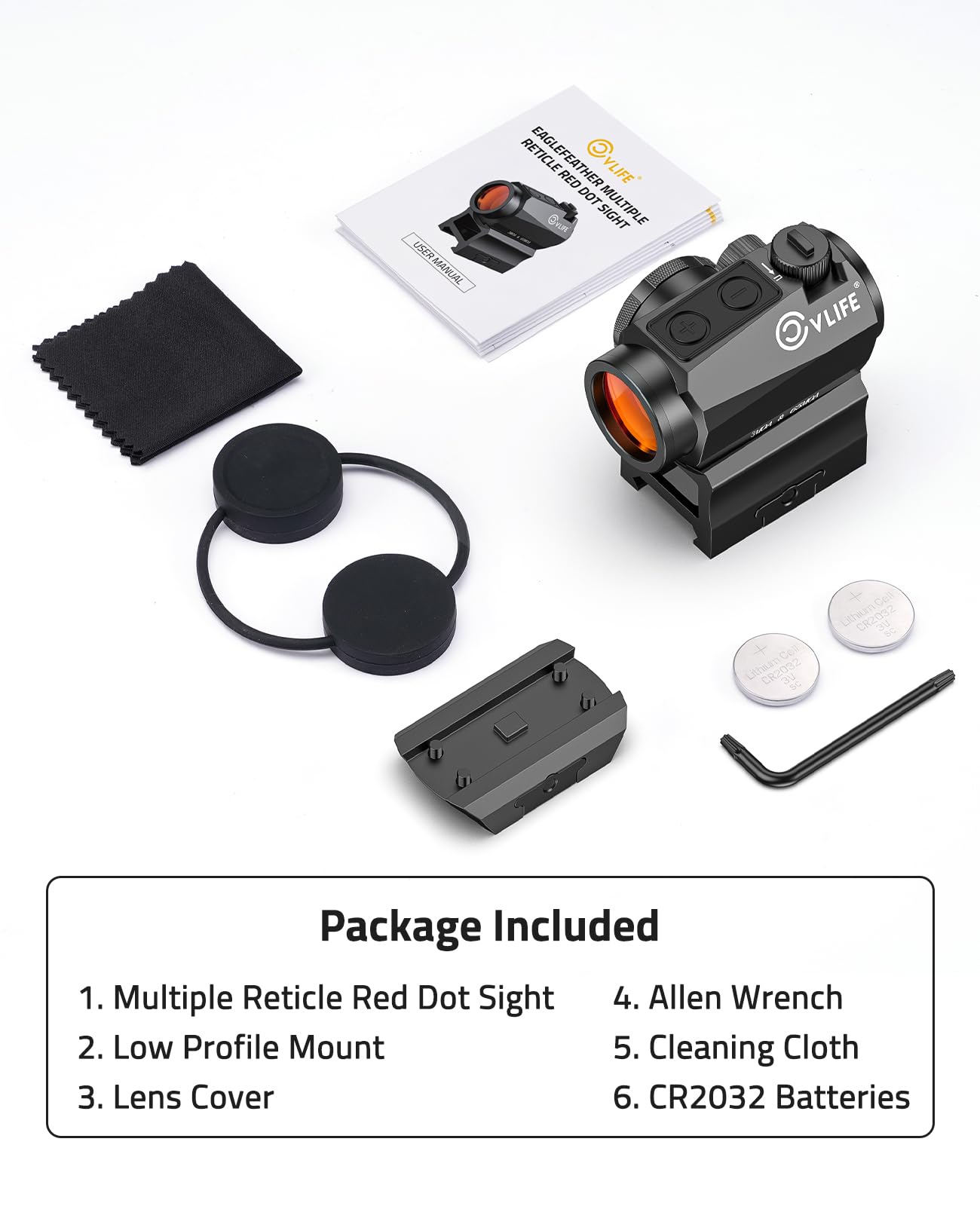 CVLIFE Multiple Reticle 3 MOA Dot & 65 MOA Circle Red Dot, Motion Awake Red Dot Sight, 1x20mm Red Dot Scope Optics with Absolute Co-Witness Riser and Low Mount for 21mm Picatinny Rail
