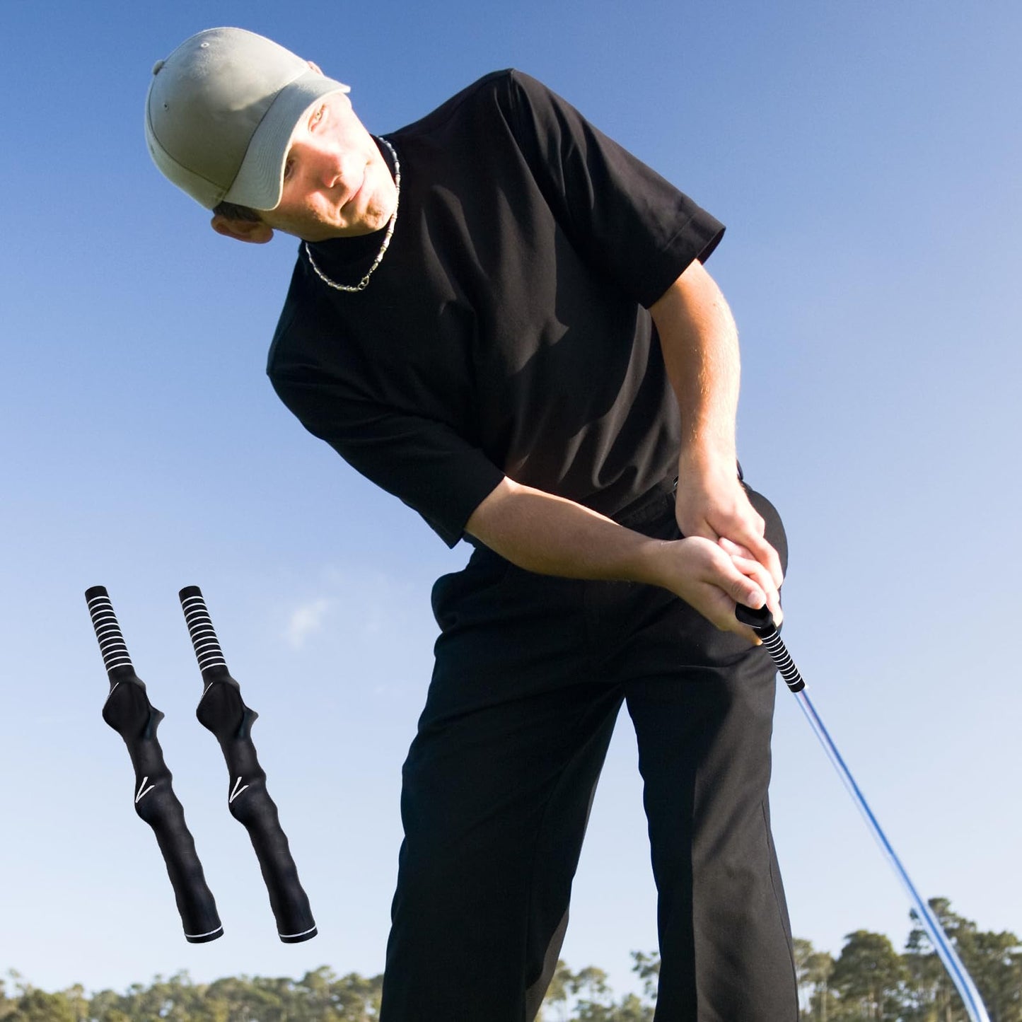2 PCS Golf Swing Training Grip, Left-Hand Golf Club Grip Trainers, Golf Practice Aid for Beginner Learn Correct Grip Posture