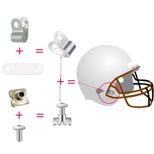 Fortunemee Football Helmet Repair Kit, Hockey Helmet Hardware Kit, Hardware for Universal Baseball Softball Facemask, R Shape Football Visor Clips Screws Nuts with Rubber Gaskets