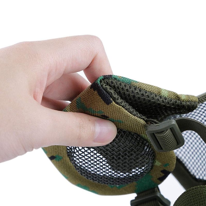 AOUTACC Airsoft Mesh Mask, Half Face Mesh Masks with Ear Protection for CS/Hunting/Paintball/Shooting (Mesh Ear, MC09)