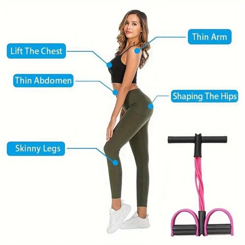 Multifunction Elastic Yoga Pedal Puller Resistance Band, 6-Tubes Tension Rope, for Abdomen/Arm/Leg Stretching Slimming Training