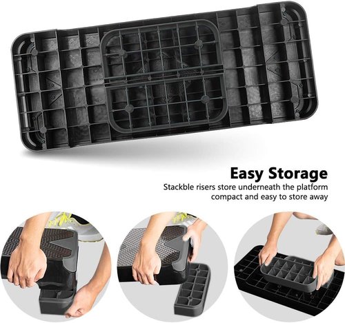 GYMMAGE Adjustable Workout Aerobic Stepper, Aerobic Exercise Step Platform with 2 Risers, Exercise Step Deck for Fitness, 26.5" Trainer Stepper with Non-Slip Surface Home Gym & Extra Risers Options