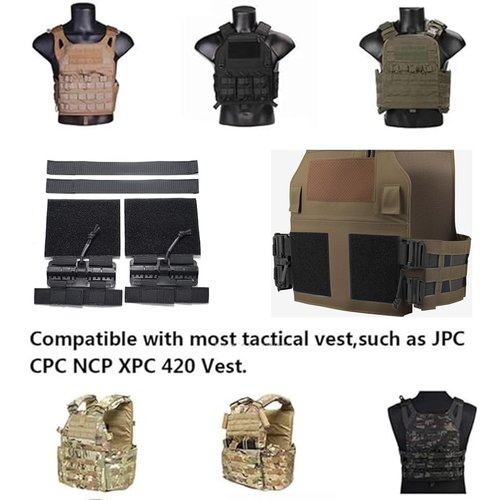 YUNCAIMAOYI Tactical Molle Vest Quick Release Buckle Set Quick Disconnect Cummerbund Adapters Fast Fit Molle Side Belt Cummerbund Straps for JPC CPC NCP XPC 420 Vest (Black)