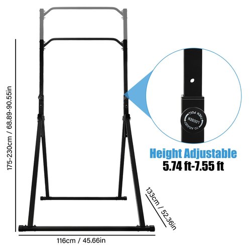 Foldable Pull Up Bar, Power Tower Workout Dip Station Height Adjustable Pull Up Bar for Home, Multifunction Fitness Tower Station Gym Training Equipment