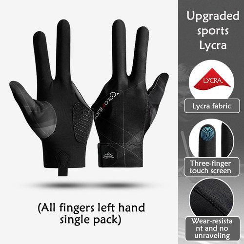 Wnddle Pool Glove Left Hand, Billiard Pool Gloves for Left Hand 3 Finger, Snooker Cue Sport Glove Popular, Billiards Glove, Sizes for Men & Women (Black)