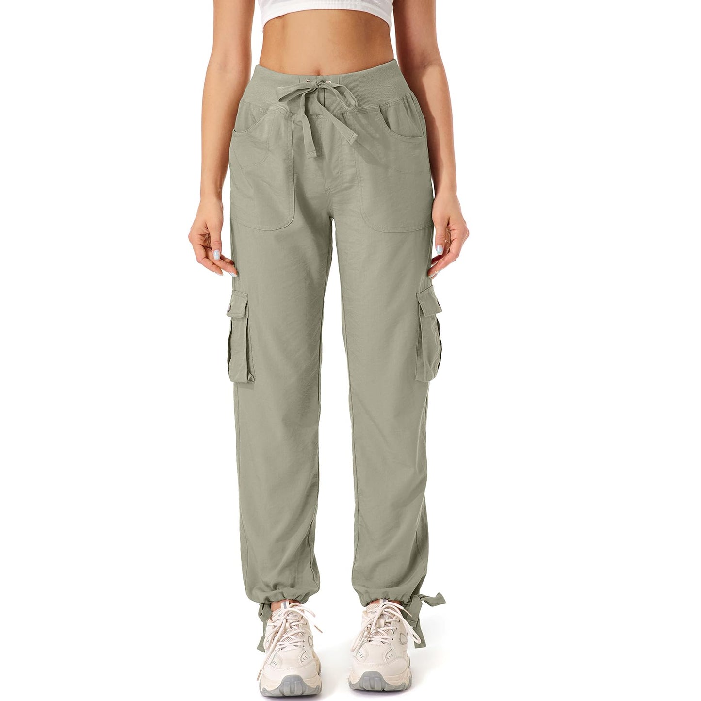 Toomett Cargo Pants Women Lightweight Quick Dry UPF 50 Travel Golf Safari Hiking Pants Joggers,6609,Light Green,XL