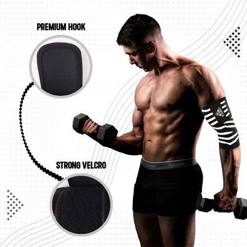 Elbow Wraps for Weightlifting (Pair), Stretchable 41" Elbow Compression Strap, Weightlifting Straps for Bench Press, Strength Training & Fitness Support, Elbows Straps for Golfer's Elbows & Tendonitis