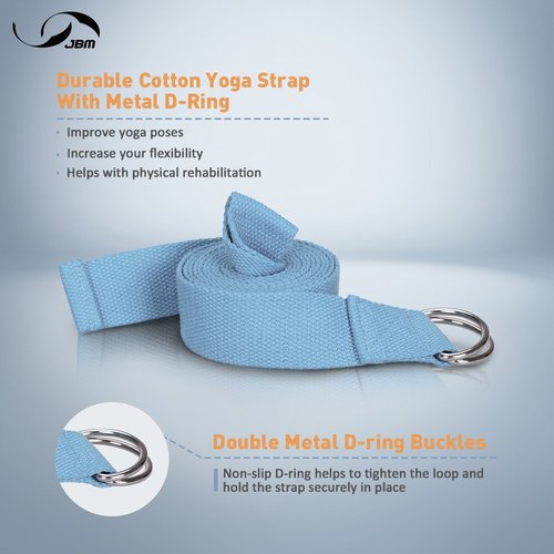 JBM 2 Pack Yoga Blocks with Strap Cork Yoga Block Workout Brick, Heavy-duty Cork Block to Support and Deepen Poses