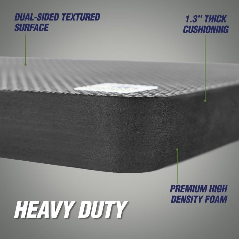 RUGGED RHINO Heavy Duty Patent Pending Kneeling Pad, Shock Absorbent Thick Knee Pads, Holds Up to 300 lbs, Protect Knees from Hard Concrete Surfaces, For Mechanics, Yard Gardening, Gym, Onyx Black