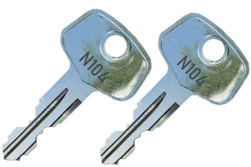 2 Thule N104 Replacement Keys - Roof Racks, Rails, Cargo Box, Carriers, Crossbars, Haulers, Bags (Codes N001-N250 or N001R-N250R) Better Than OEM!