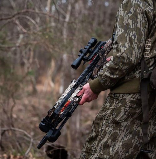 Barnett Explorer XP385 Veil Camo Hunting Crossbow - Fast, Lightweight, Compact, Premium Crossbow with Adjustable Buttstock, Triggertech Trigger, Rope Hold Groove, Side Mount Quiver