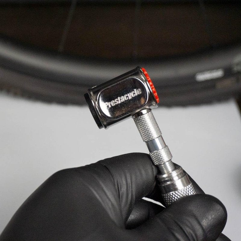 Prestacycle Pro Presta Head – Auto-Lock Bicycle Tire Pump Head for Tubeless & Presta Valves, 90° Steel Design, Presta Valve Pump, Presta Adapter, Compatible with Prestaflator Pro & Premium Floor Pumps