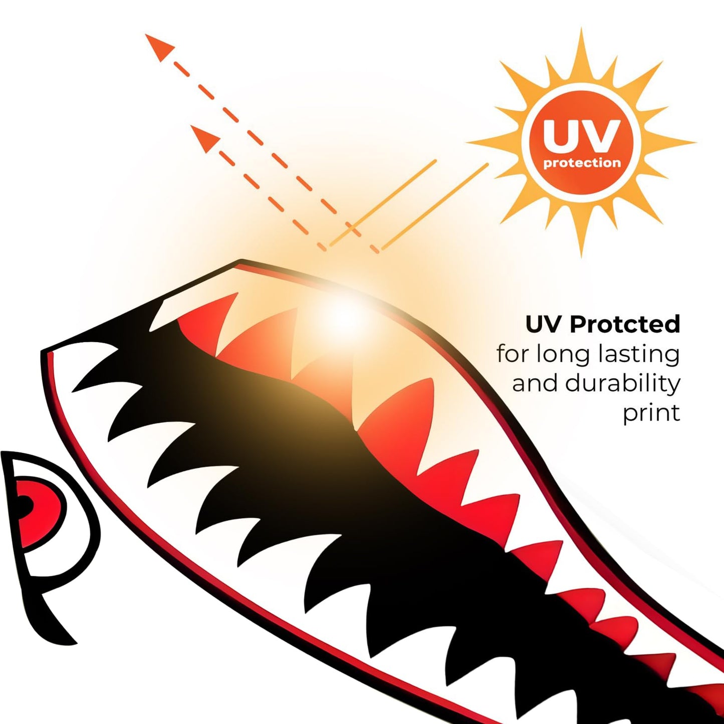Kayak Stickers, PVC Waterproof Shark Teeth Mouth Decals for Fishing Boat, Kayak Accessories (Flying Tiger Shark, 12")