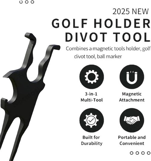 2PCS Golf Multi-Tool - 2025 Magnetic Cigar Holder for Golf Cart, Cigar Holder, Leather Tool and Ball Plate, Golf Tools