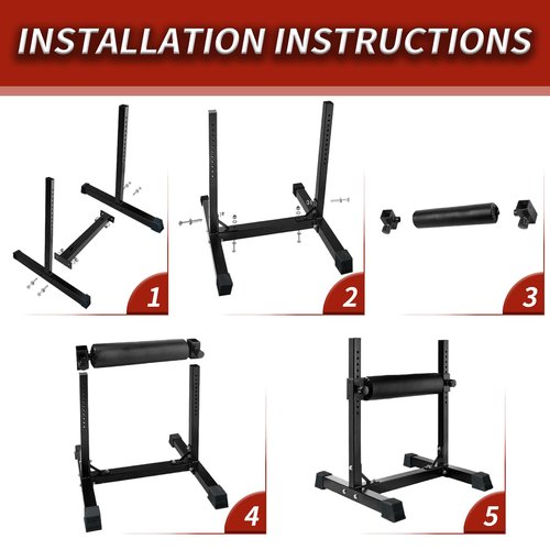 Bulgarian Split Squat Stand, Single Leg Squat Stand,11-Level Adjustable Single Leg Squat Roller, Lower Body Specialty Machine, Leg Lunges,Red and Black