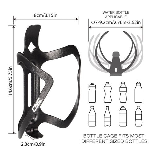 CNC Bike Water Bottle Holder, 2-Pack Bike Water Bottle Cage for Road Bike/Mountain Bike,Black