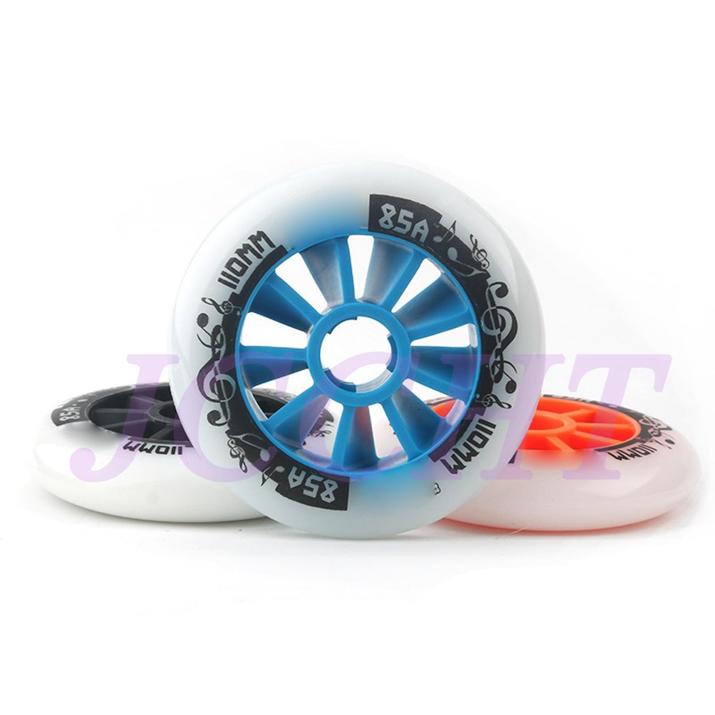 JCCHT PU Rubber Inline Skate Wheels 90mm 100mm 110mm Replacement Speed Skating Inline Wheel Hardness 85A 8-Pack,White Black,110mm