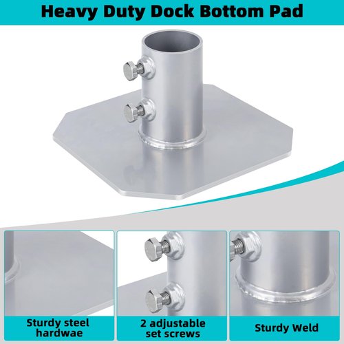 2 Pack Stationary Dock Bottom Pad,Stationary Dock Base Plate,Floating Dock Brackets Hardware for Foot Post Pipe Pole Leg,Support and Hold Docks & Prevent Sinking into Mud